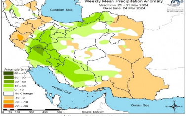 تحلیل پیش بینی هفتگی بارش کشور بر مبنای نقشه های احتمالاتی از ۶ فروردین ماه تا ۱۶ اردیبهشت ماه سال ۱۴۰۳