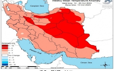 تحلیل پیش بینی هفتگی دمای هوای کشور بر مبنای نقشه های احتمالاتی از ۲۳ مهر ماه تا ۴ آذر ماه سال ۱۴۰۳