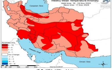 تحلیل پیش بینی هفتگی دمای هوای کشور بر مبنای نقشه های احتمالاتی از ۲۸ آبان ماه تا ۹ دی ماه سال ۱۴۰۳