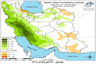 تحلیل پیش بینی هفتگی بارش کشور بر مبنای نقشه های احتمالاتی از ۲۹ آبان ماه تا ۱۰ دی ماه سال ۱۴۰۲