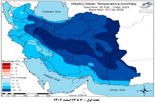 تحلیل پیش بینی هفتگی دمای هوای کشور بر مبنای نقشه های احتمالاتی از ۳۰ بهمن ماه تا ۱۲ فروردین ماه سال ۱۴۰۳