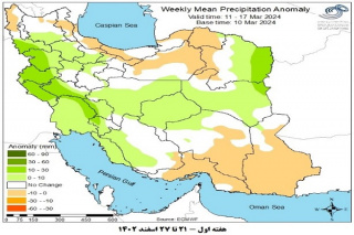 تحلیل پیش بینی هفتگی بارش کشور بر مبنای نقشه های احتمالاتی از ۲۱ اسفند ماه تا ۲ اردیبهشت ماه سال ۱۴۰۳