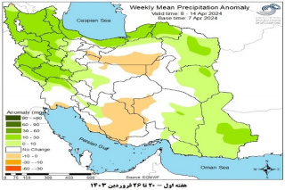 تحلیل پیش بینی هفتگی بارش کشور بر مبنای نقشه های احتمالاتی از ۲۰ فروردین ماه تا ۳۰ اردیبهشت ماه سال ۱۴۰۳