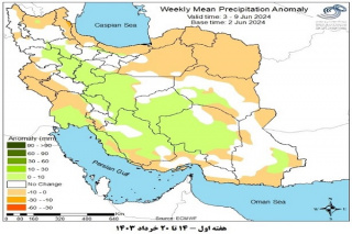 تحلیل پیش بینی هفتگی بارش کشور بر مبنای نقشه های احتمالاتی از ۱۴ خرداد ماه تا ۲۴ تیر ماه سال ۱۴۰۳