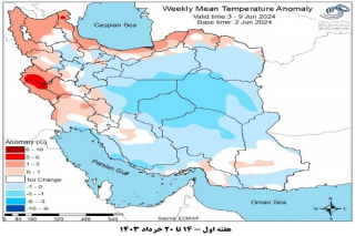 تحلیل پیش بینی هفتگی دمای هوای کشور بر مبنای نقشه های احتمالاتی از ۱۴ خرداد ماه تا ۲۴ تیر ماه سال ۱۴۰۳