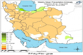 تحلیل پیش بینی هفتگی بارش کشور بر مبنای نقشه های احتمالاتی از ۸ مرداد ماه تا ۱۴ شهریور ماه سال ۱۴۰۳