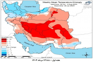 تحلیل پیش بینی هفتگی دمای هوای کشور بر مبنای نقشه های احتمالاتی از ۸ مرداد ماه تا ۱۸ شهریور ماه سال ۱۴۰۳