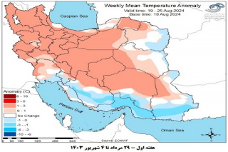 تحلیل پیش بینی هفتگی دمای هوای کشور بر مبنای نقشه های احتمالاتی از ۲۹ مرداد ماه تا ۸ مهر ماه سال ۱۴۰۳