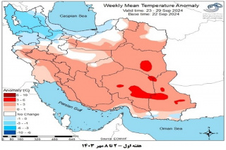 تحلیل پیش بینی هفتگی دمای هوای کشور بر مبنای نقشه های احتمالاتی از ۲ مهر ماه تا ۱۳ آبان ماه سال ۱۴۰۳