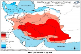 تحلیل پیش بینی هفتگی دمای هوای کشور بر مبنای نقشه های احتمالاتی از ۱۴ آبان ماه تا ۲۵ آذر ماه سال ۱۴۰۳