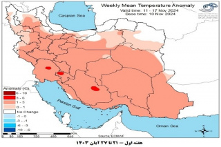 تحلیل پیش بینی هفتگی دمای هوای کشور بر مبنای نقشه های احتمالاتی از ۲۱ آبان ماه تا ۲ دی ماه سال ۱۴۰۳