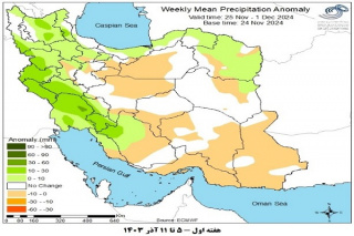 تحلیل پیش بینی هفتگی بارش کشور بر مبنای نقشه های احتمالاتی از ۵ آذر ماه تا ۱۶ دی ماه سال ۱۴۰۳