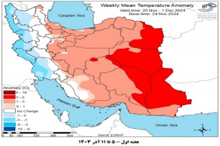 تحلیل پیش بینی هفتگی دمای هوای کشور بر مبنای نقشه های احتمالاتی از ۵ آذر ماه تا ۱۶ دی ماه سال ۱۴۰۳