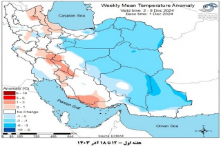 تحلیل پیش بینی هفتگی دمای هوای کشور بر مبنای نقشه های احتمالاتی از ۱۲ آذر ماه تا ۲۳ دی ماه سال ۱۴۰۳