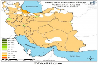 تحلیل پیش بینی هفتگی بارش کشور بر مبنای نقشه های احتمالاتی از ۶ مرداد ماه تا ۱۶ شهریور ماه سال ۱۴۰۴