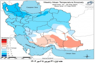 تحلیل پیش بینی هفتگی دمای هوای کشور بر مبنای نقشه های احتمالاتی از ۳۱ شهریور ماه تا ۱۱ آبان ماه سال ۱۴۰۴