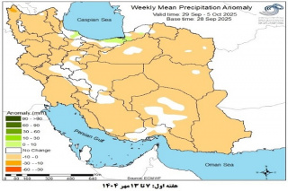 تحلیل پیش بینی هفتگی بارش کشور بر مبنای نقشه های احتمالاتی از ۷ مهر ماه تا ۱۸ آبان ماه سال ۱۴۰۴